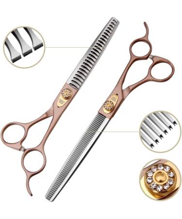 Fenice Peak 7 Professional Dog Grooming Scissors Set - Rose Gold 440C Stainless Steel - 4pcs Combo Set for Pet Grooming Services - Dogs and Cats - 7 - Buy Online on GoSupps.com