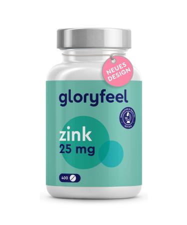 Zink 25mg - 400 vegan tablets (13 months) - Premium zinc -gluconate highly bioavailable - elementary zinc high -dose - laboratory test and made without additives in Germany