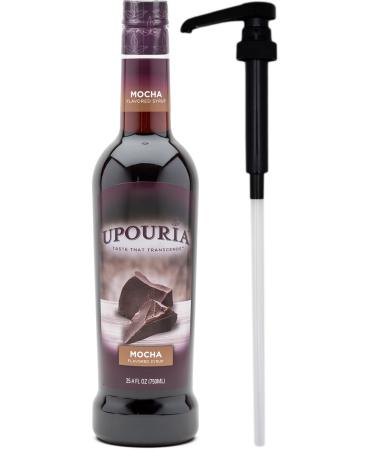 Upouria Mocha Coffee Syrup Flavoring, 100% Vegan, Gluten Free, Kosher, 750 mL Bottle - Coffee Syrup Pump Included