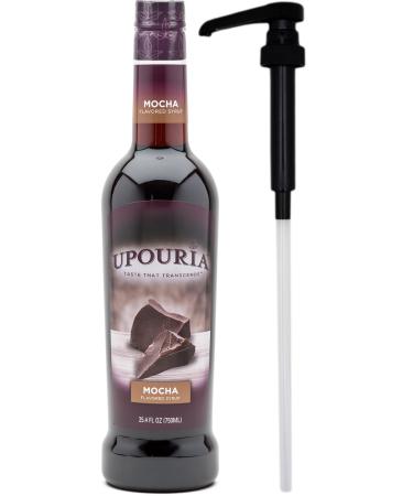 Upouria Mocha Coffee Syrup Flavoring, 100% Vegan, Gluten Free, Kosher, 750 mL Bottle - Coffee Syrup Pump Included - Buy Online on GoSupps.com