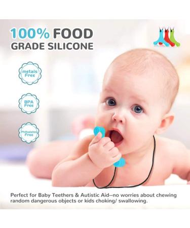 Yuanshenortey Baby Teething Ring - Safe Silicone Sensory Chew Toy Necklace for Autism & Teething Relief - Buy Online on GoSupps.com