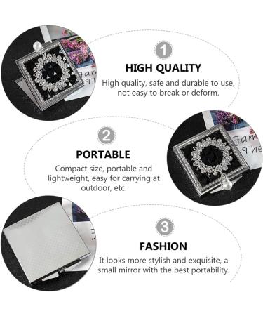 Lurrose 1pc Folding Vanity Mirror Travel Purse Mirror Vintage Mirror Tote Purse Metal Wallet Pocket Wallet Womens Purse Double Hand Held Mirror Miss Pearl Glass Lens Makeup Mirror Black - Buy Online on GoSupps.com