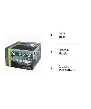 Ultrasac Heavy Duty 55-60 Gallon Trash Bags - Large 50 Pack - Professional Black Garbage Bags - 2 MIL Industrial Strength - For Construction Contractors - 38 x 58 - Drum Liners - Buy Online on GoSupps.com
