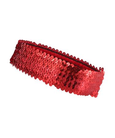 Beaupretty Sparkly Sequin Headband Elastic Stretch Headpieces Stage Performance Hair Accessories for Women Girls Red