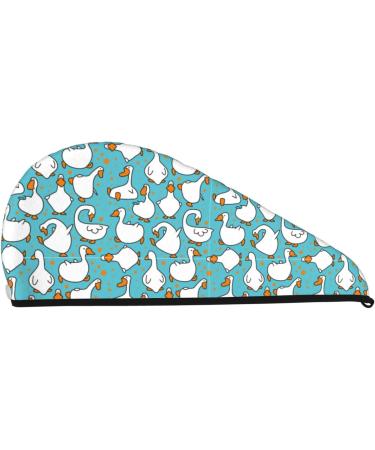Cartoon Funny Goose Microfiber Hair Towel Wrap - Soft Super Absorbent Coral Velvet Quick Dry Cap for Long Curly & Thick Hair - Buy Online on GoSupps.com