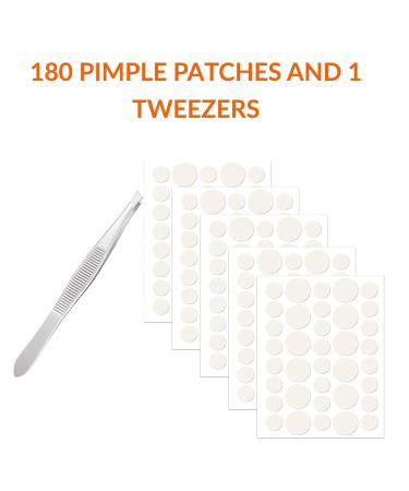 Pimple Patches 180 Count with Tweezers - Hydrocolloid Acne Cover Patch for Quick Healing - Spot Stickers for Face and Skin - Buy Online on GoSupps.com