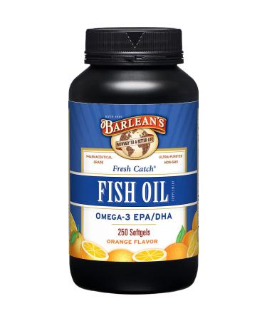 Barlean's Fresh Catch Fish Oil Supplement Omega-3 EPA/DHA Orange Flavor 250 Softgels - Buy Online on GoSupps.com