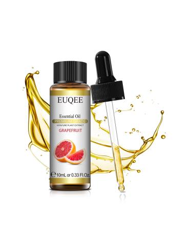 EUQEE Grapefruit Essential Oil 10ml Pure Grapefruit Oils Natural Aromatherapy Essential Oils for Diffusers for Home Relax Candle Making Grapefruit 10.00 ml (Pack of 1)