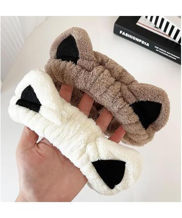 Face Wash Headband Cute Cat Headband Makeup Headbands Women Coral Fleece Makeup Headband Elastic Head Wrap for Washing Face Skincare Yoga Sports - Buy Online on GoSupps.com