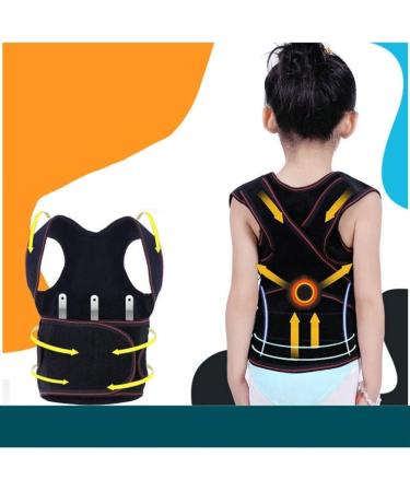 Children Kids Adjustable Magnetic Bar Shoulder Posture Corrector Back Waist Shoulder Supporting Back Corset Brace Support Belt (Color : Black Size : M) (Black Medium) (Black L) Black Large