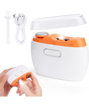 LOPHE 2 in 1 Electric Nail Clippers Cordless Rechargeable Automatic Nails Trimmer with LED Light and Nail Scraps Storage Safety Electric Fingernail Cutter for Adults Children and Elders White+ Orange - Buy Online on GoSupps.com