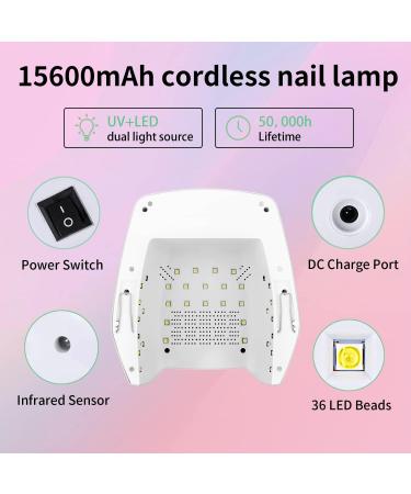 Kikugu 72W Cordless UV LED Nail Lamp - Rechargeable Professional Curing Lamp for Fingernail and Toenail (White) - Buy Online on GoSupps.com