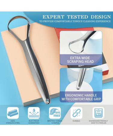 VIWIK 6 Pack Stainless Steel Tongue Scrapers for Adults | Easy-to-Use Tongue Cleaners for Oral Care & Bad Breath Reduction - Buy Online on GoSupps.com