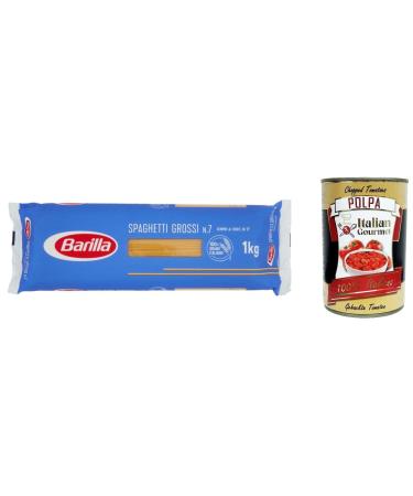 Italian Gourmet E.R. Barilla Pack of 6 Long Spaghetti No. 5 100% Italian 1kg + Gourmet Italian Polpa 400g