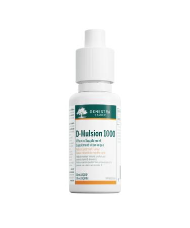 Genestra Brands D-Mulsion 1000 IU - Liquid Vitamin D3 - For Healthy Bones & Teeth - Immune Function Support - Non-GMO Gluten Free & Dairy Free - 30 mL - Natural Spearmint Flavour