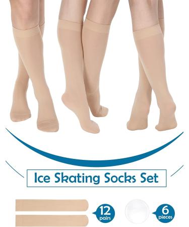 12 Pairs Figure Skating Socks for Girls with Ankle Gel Discs - High Tights for Ice Skating Dance | Ankle Bone Protection for Women and Girls - Buy Online on GoSupps.com