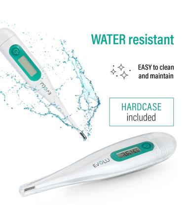 Evolu Waterproof Digital Thermometer - Fast 10-Second Temperature Measurement for Babies Children & Adults | High Precision 0.1 C | Easy-to-Read Display & Storage Box - Buy Online on GoSupps.com