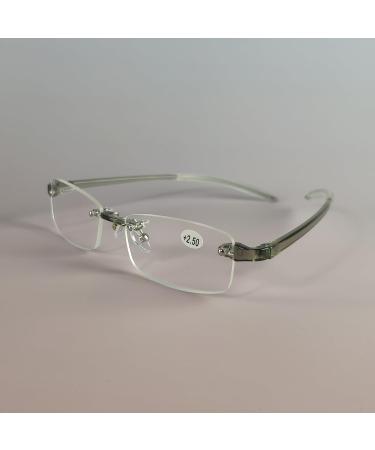 Flexible Unisex Rimless Reading Glasses - Ultralight Gray TR90 Readers 0.5 Diopters 50mm - International Shipping Available - Buy Online on GoSupps.com