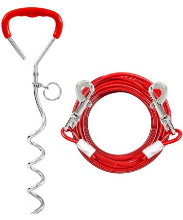 Dog Tie Out Cable and Stake Sturdy Dog Stake for Yard and 3m Dog Leash for Camping or Backyard Great for Medium Large Dogs 3 M red - Buy Online on GoSupps.com