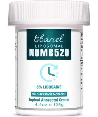 Ebanel 5% Lidocaine Numbing Cream Maximum Strength, Liposomal Numb520 Topical Anesthetic Pain Relief Cream 4.4 Oz, Infused with Aloe Vera, Vitamin E for Local and Anorectal Uses, Hemorrhoid Treatment 4.4 Ounce (Pack of 1)