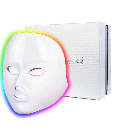 LED Face Mask 7 Colors LED Facial Skin Care Mask Red Light Therapy Facial Mask LED Lights for Facial at Home White01