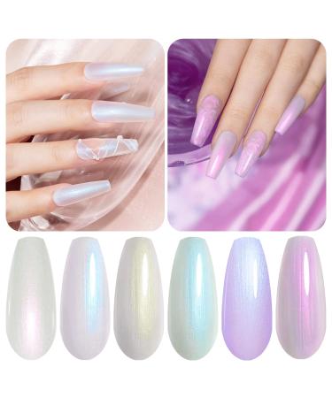 Vishine Pearl Gel Nail Polish Collection - Glitter Pearlescent Shell Gel Polish Set - 6Pcs 8ml Soak Off LED UV Lamp Required - DIY Manicure - Classic Pearlescent Shades - Buy Online on GoSupps.com