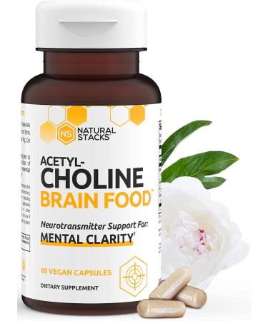 Acetylcholine Brain Food with Alpha GPC Choline - Helps Clears Brain Fog, Improves Mental Drive & Mood - GPC Supplement & Focus Supplement for Faster Thinking & Clear Brain (60ct) by Natural Stacks 60 Count (Pack of 1)
