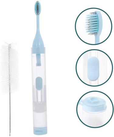 Buy Healvian 3ST Travel Toothbrush with Toothpaste & Braces Cleaning Brush - Manual Tooth Hygiene Kit (Blue 1 Pack) - Ideal for International Shipping - Buy Online on GoSupps.com