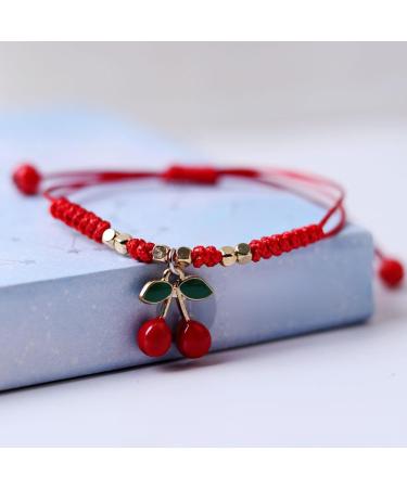 Oralgos Set: 2 Handmade Cute Bracelets with Elegant Strawberry & Cherry Pendants - Perfect Gift for Friends & Couples - Buy Online on GoSupps.com