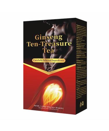 XFLHXY Ginseng TenTreasure Tea Premium Ginseng Herbal Tea Blend 10 Natural Ingredients with Jujube & Goji 30 Tea Bags for Daily Ritual Black