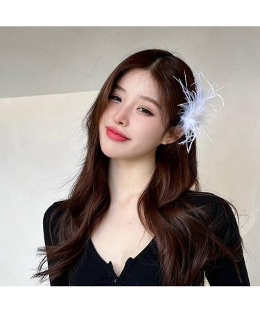 4 Pcs Ostrich Feather Hair Clips - Vintage Elegant Luxury Headpiece for Women (Black+White) - Buy Online on GoSupps.com