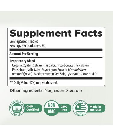 Power Bite Tablets Mineral Complex with Calcium Xylitol Myrrh & Clove Oil Natural Chewable Formula Made in USA Non-GMO GMP Certified 30 Tablets 3 Month Supply 30 Count (Pack of 3) - Buy Online on GoSupps.com