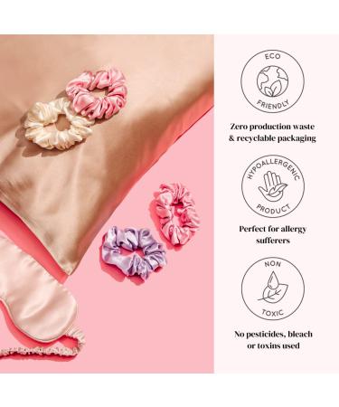 SILKIE x2 Set 100% Pure Mulberry Silk Oversized Scrunchies with Travel Pouch - Cream Pink, Coffee, Black | Hair Care Ponytail Holder | No Damage Elastics - Buy Online on GoSupps.com