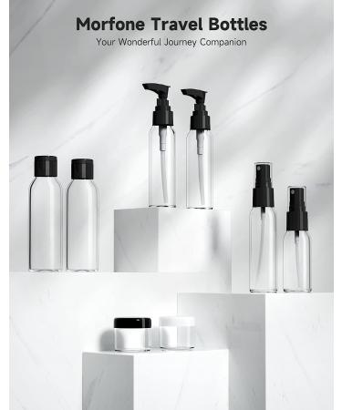 Morfone TSA Approved Travel Bottles Kit with Toiletry Bag - Leak Proof, Refillable Containers for Toiletries - Travel Size Accessories for Shampoo, Conditioner, Lotion - Cosmetic Essential - Buy Online on GoSupps.com