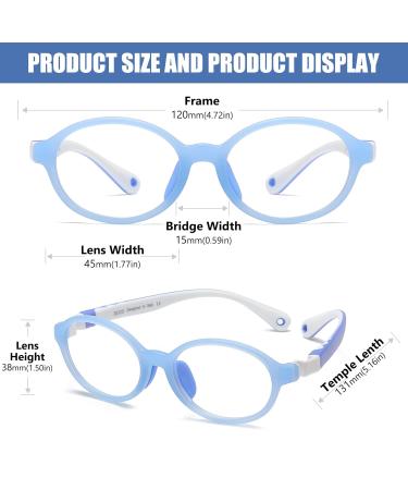 Duco Blue Light Blocking Glasses for Kids | Anti-Glare Gaming Specs for Boys & Girls (Ages 5-10) - K026 Blue White - Buy Online on GoSupps.com