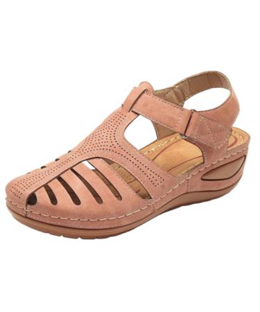 XTZYGLFD Black Sandals Women Sandals with a thick sole for women soft closed toe section vintage-anti slip-sandals thick sole premium shoes hollow sandals summer boots pink 4 UK wide