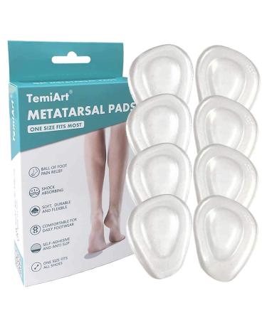 Temiart Ball of Foot Cushions Metatarsal Pads for Women Men Soft Gel Insoles Supports Forefoot Cushioning, Pain Relief Morton's Neuroma Foot Pads (4 Pair)