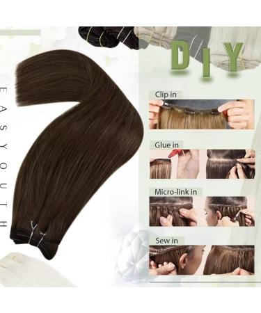 Easyouth Double Weft Human Hair Extensions 12 Inch Darkest Brown #2 | 70g 3-Weft Sew in Extensions - Buy Online on GoSupps.com