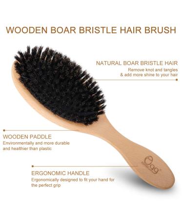 BLACK EGG Boar Bristle Hair Brush Set - Soft Natural Bristles for Thin & Fine Hair - Restore Shine & Texture - Includes Bamboo Comb & 3 Hair Ties - Buy Online on GoSupps.com