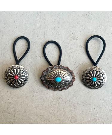 Concho Metal Ponytail Holder Set - Squash Blossom Hair Ties Bundle | BW34 - Buy Online on GoSupps.com