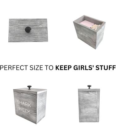 Gofika Tampon Holder for Bathroom | Rustic Real Wood Feminine Product Organizer | Stylish Gray Storage Box with Lid for Girls - Buy Online on GoSupps.com