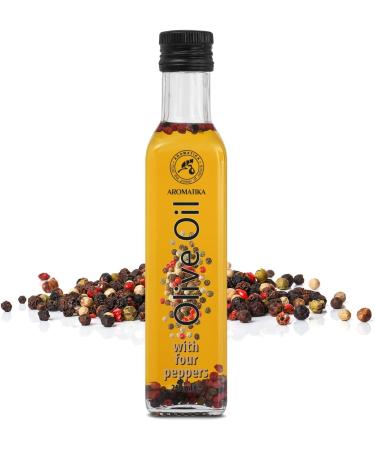 Olive Oil with Pepper 250ml - Olive Oil with Pepper Grains - A Mix of Four Peppers - Olive Oil with Spices - Fresh Olive Oil - Cooking Olive Oil - Good for Salad - Buy Online on GoSupps.com