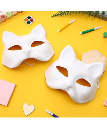 Vaguelly 30 Pack Cat Masks - DIY White Cat Half-Face Masks for Halloween & Cosplay | Therian Masquerade Party Accessories - Buy Online on GoSupps.com