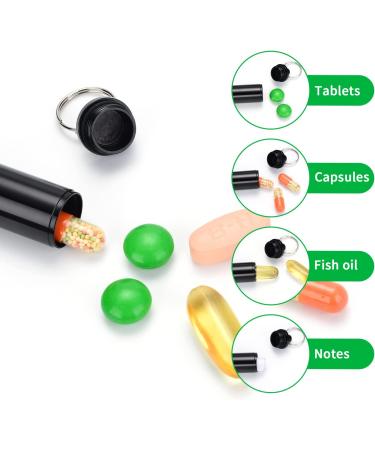 Portable Pill Box Keychain (2 Pack) Mini Aluminium Alloy Organizer for Purse, Waterproof Metal Holder for Medicine and Vitamins Ideal for Outdoor Camping and Travel (Black+Silver) - Buy Online on GoSupps.com