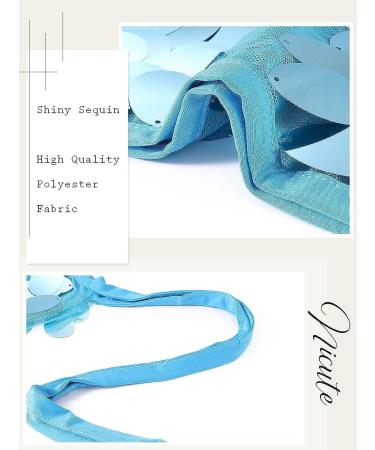 Nicute Women's Sequin Tassel Belly Dance Skirt - Light Blue | Rave Party Costume - Buy Online on GoSupps.com