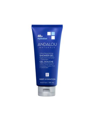 Andalou Naturals Body Wash Deep Hydration Shower Gel Ultra-Nourishing Skin Care for Dry Skin with Hyaluronic Acid & Ceramides Gentle Exfoliating Body Wash for Softer Glowing Skin 8.5 fl oz