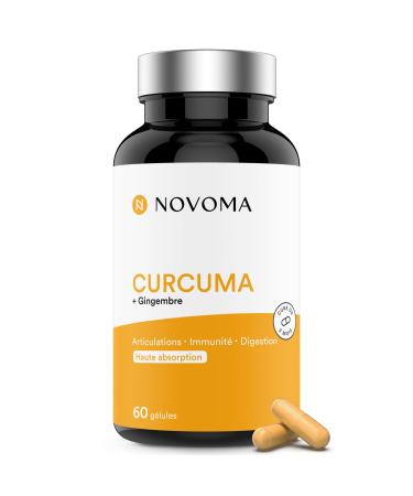 NOVOMA Curcuma 300mg Brevet Meriva avec Gingembre Soutient la Digestion et le Confort Articulaire Haute Teneur en Curcumine Cure de 2 mois Fabriqu en France