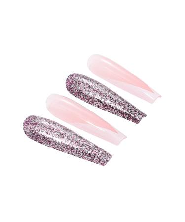 Brishow Purple Glitter Coffin Long Artificial Nails - 24 Ballerina Press-On Acrylics for Women & Girls - Buy Online on GoSupps.com