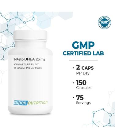 Supersmart - 7-Keto DHEA Supplement 25 mg - Natural DHEA Metabolite | Non-GMO & Gluten Free - 150 Vegetarian Capsules - Buy Online on GoSupps.com