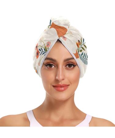 Different Beautiful Bouquets Hair Towel 2 Pack Super Absorbent Hair Drying Towel Quick Dry Hair Turbans Head Towel with Button Twisty Wrap for Women Girls